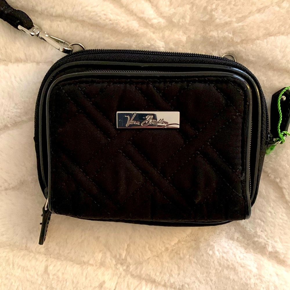 Vera Bradley CLASSIC Black  On The Square COIN Wallet WRISTLET
